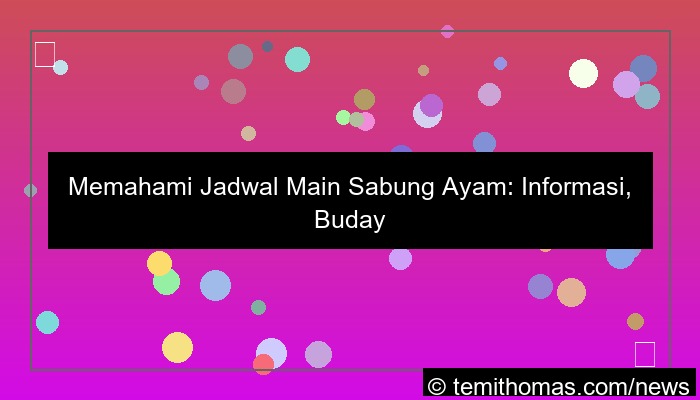 jadwal main sabung ayam
